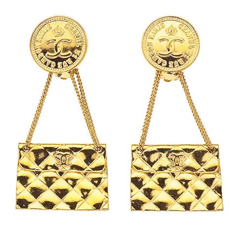 chanel bag quilted earrings